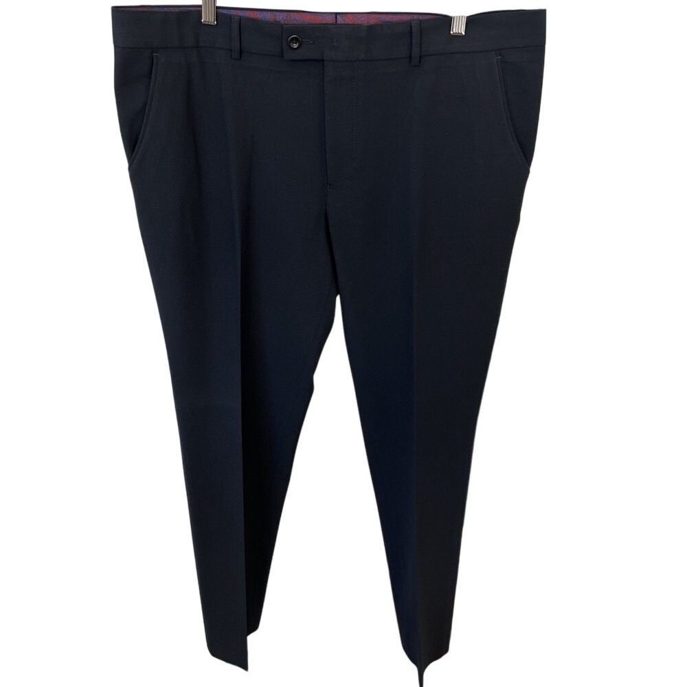 Alberto Ceramica Pants Mens 42x33 Blue Solid Modern Fit Trouser Business Dress